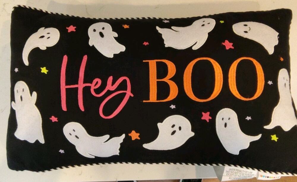Halloween Novogratz Ghost Decorative Lumbar Pillow 23" X 13" "Hey BOO"